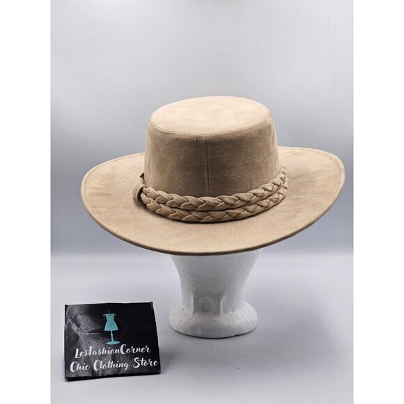 Anthropologie ASN Cordobes Hat Light Tan Faux Suede Braided Boho One Size 3232 - Picture 5 of 14